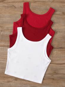 SHEIN 3 قطع/بكج، قميص داخلي نسائي قياسات كبيرة مطرز بالكرز والقلب والفيونكة