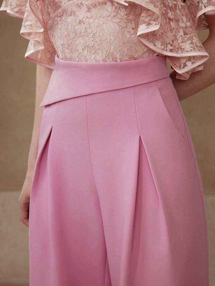 FOLD PLEATED WIDE LEG SUIT PANTS