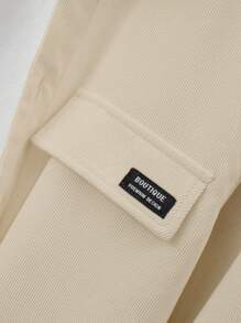 Manfinity Hypemode Men's Letter Embroidered Single-Breasted Casual Commuter Long Sleeve Shirt Men Spring Jacket Casual Jackets For Men  Men Jackets Casual