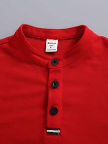 SHEIN Camiseta Polo De Manga Corta Y Color Sólido Cómoda Para Niño Intermedio, Ideal Para Uso Informal