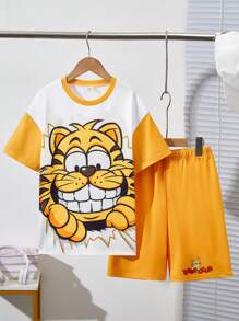 2pcs Kids Boys Cute Cartoon Animal Graphic Short Sleeve T-Shirt And Shorts Set - Multicolor - View 9