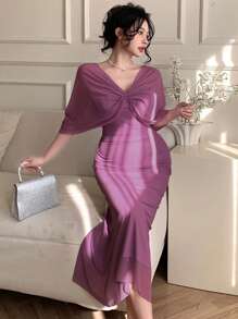 DAZY Vestido de verano elegante de malla transparente para mujer, vestido de fiesta, vestido de sol para mujer