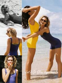 GLOWMODE X Nature Dream Bali 3.5" Quick-Dry Cutout Embroidered Trim Chlorine-Resistant Lining One-Piece Swimsuit Summer Swimming Beach Vacation Holiday Wear Removable Cups - Royal Blue - View 9