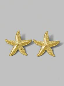 Ontre 时尚夸张的金色星星耳环，适合度假 - 金色 - 查看 1
