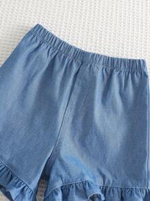 Cozy Pixies Conjunto de 2 piezas para bebé niña: Blusa con cuello Peter Pan, estampado floral y mangas abullonadas + Shorts de cintura elástica - Multicolor - Ver 8