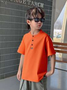 SHEIN Tween Boys' Casual & Comfortable Polo Shirt