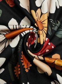 SHEIN LUNE Plus Size Women's Easter Floral Print High Waist Vacation Skirt Fall - Multicolor - View 7