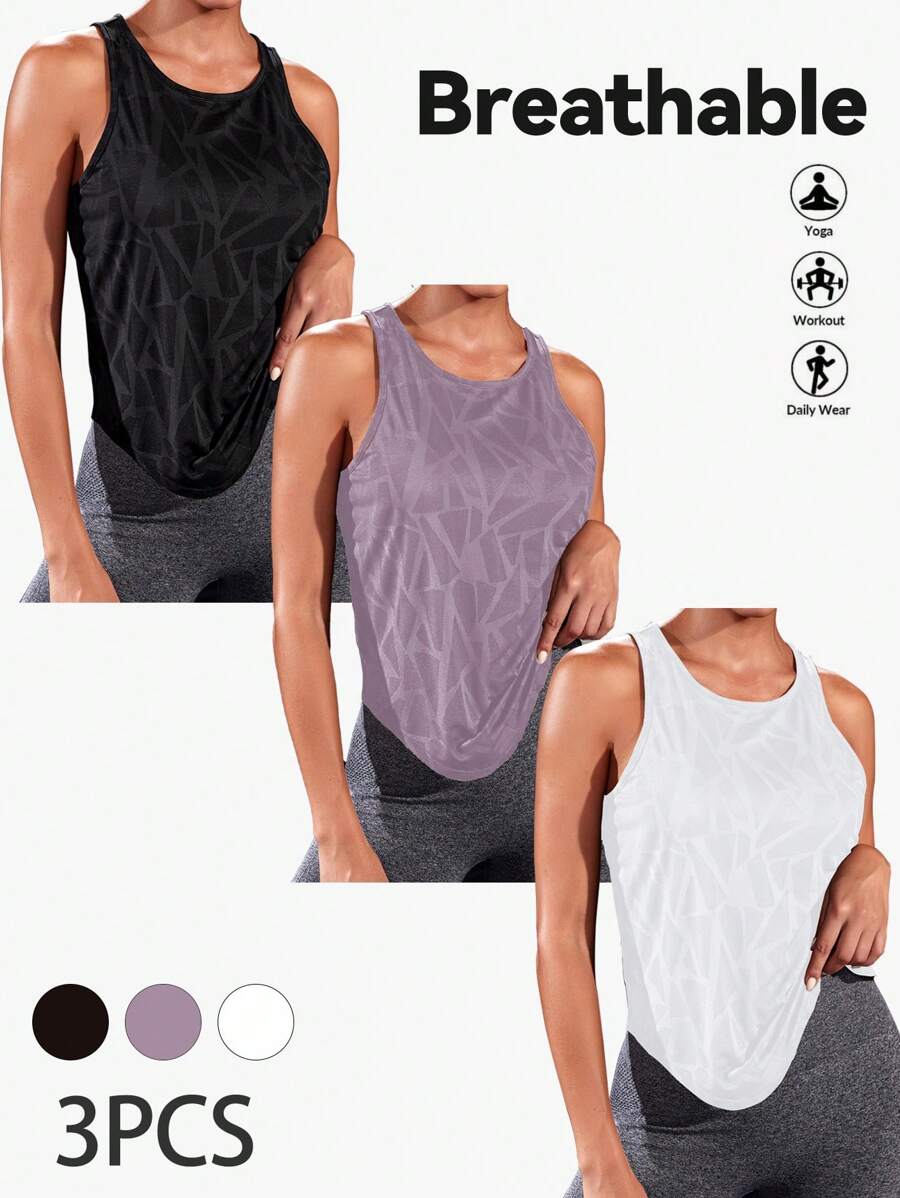 Easithlete 女士几何印花圆领日常健身运动背心 - 彩色 - 查看 1