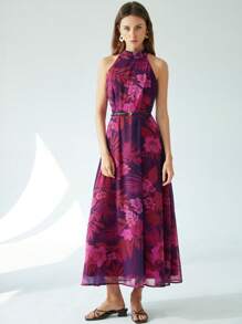 Aveloria Modichic Váy voan không tay in hoa màu hồng cánh sen thanh lịch cho kỳ nghỉ dành cho nữ - Nhiều màu - Xem 4