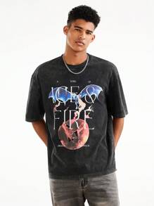 Game of Thrones X SHEIN Men's Casual Letter & Dragon Print Short Sleeve T-Shirt, Summer