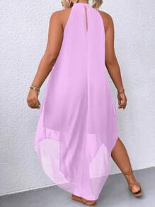 SHEIN Clasi Robe longue femme à col ras-du-cou asymétrique avec ourlet unicolore