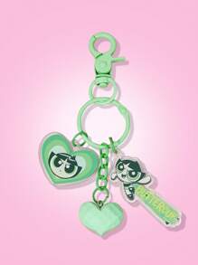 THE POWERPUFF GIRLS X SHEIN Fashionable Cute Heart & Buttercup Pattern Acrylic Keychain