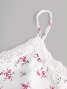 Girlism Teen Girls Spring& Summer,Valentine Day Clean Girl,Cute, Casual Ditsy Floral Ruched Slim Fit Spaghetti Strap Mini Shorts Two Pieces Set,Vintage