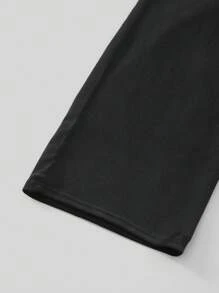 SHEIN Tween Boy 纯色休闲裤，简约时尚，适合夏季 - 黑色 - 查看 4