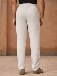 Manfinity VCAY Pantalones casuales de cintura media y pierna recta tejidos para hombre, adecuados para el verano