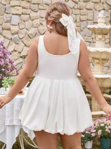 SHEIN VCAY Vestito midi aderente con decorazione a farfalla, disponibile in taglie comode - Bianco - Visualizzare 2