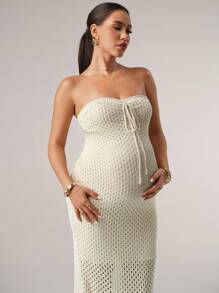 MaterniChic Maternity Pointe Strapless Bodycon Sundress - Apricot - View 6