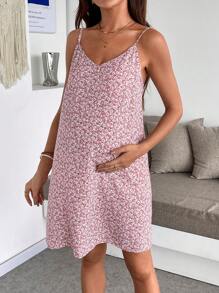 SHEIN Maternity Dress Spaghetti Strap, Simple & Fashionable, Suitable For Summer - Pink - View 6