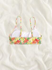 SHEIN Swim Vacation & Beach Floral Full Print Camisole Bikini Top, Random Print For Summer - Multicolor - View 5