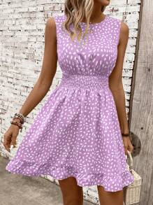 SHEIN Clasi Vestido casual - moderno casual casual - vacacional pastoral - Morado - Ver 3