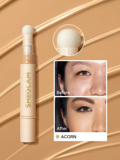 SHEGLAM كونسيلر Complexion Boost-رأس إسفنجي لتطبيق Acorn-كونسيلر سائل غير لامع-مصحح لوني يدوم طويلاً-كونسيلر مرطب خفيف الوزن يدوم طوال اليوم-كونسيلر كونسيلر علامة تجارية جمال مكياج ميكب مستحضرات تجميل للنساء الفتيات مثالي لفصل الشتاء الربيع مثالي ل- Y2K أزياء أنيقة رمضان هدية حفلة جاهز أفضل لون