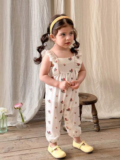 SHEIN LMoss Kids LMoss Baby Girls Jumpsuits