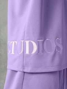 SUMWON Premium Oversized Co-Ord Set Summer Tracksuit Loungewear Two-Piece Athletic Street Style Urban Casual Comfort Set Spring Training Athletic Leisure Outfit - Purple - View 5