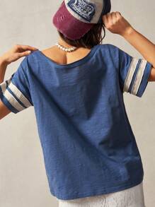 Bohemela 女士宽松复活节/音乐节/海滩度假图案不对称领口短袖 T 恤，夏季 - 彩色 - 查看 7