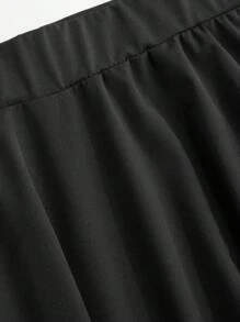 SHEIN LUNE Váy chữ A dệt kim đơn giản, sang trọng, màu trơn, thường ngày, dành cho nữ cỡ lớn - màu đen - Xem 6