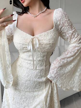 Feyla Elegant avslappnad mellanlång klänning för kvinnor, snygg design, lämplig för sommaren