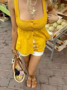 Breezaya 女式无袖前开扣背心，简约时尚风格，适合夏季