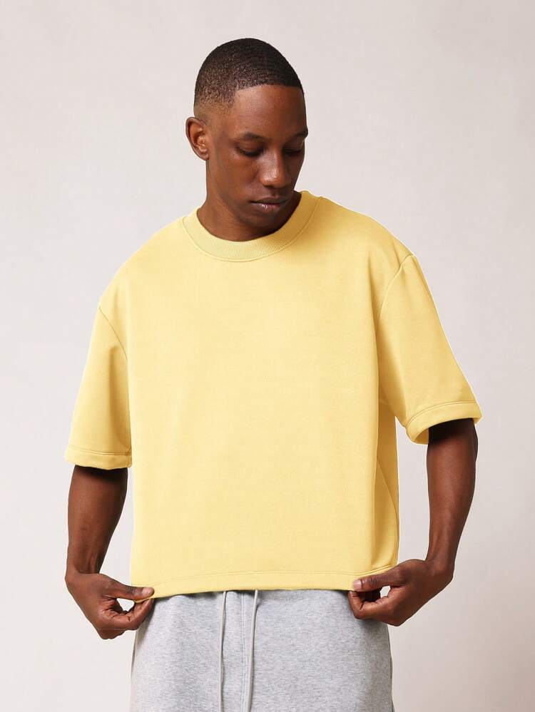 SUMWON Premium Oversized Boxy Crop T-Shirt Heavyweight Jersey Classic Street Style Urban Fashion Essential Casual Summer Top Relaxed Fit Unisex