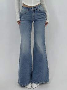 DAZY 女式喇叭牛仔裤，简约时尚，适合夏季