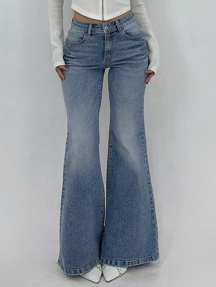 Women's Flare Leg Jeans, Minimalist & Fashionable For Summer