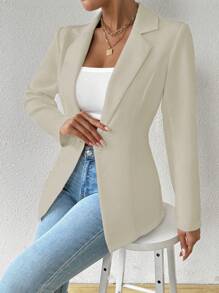 RosyDaze Women's Casual Solid Color Lapel Neck Long Sleeve Blazer