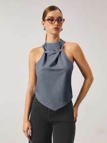 SHEIN Unity 女士 Office Siren 无袖上衣，内外设计，时尚风格