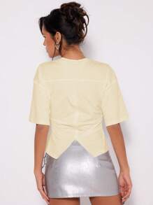MUSERA Cinched Waist Ruched T-Shirt Casual Summer Spring Airport Holiday Fall Back To School
