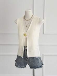 Chiquease Deep V-Neck Sexy Sleeveless Knit Tank Top, New Halter Crop For Women