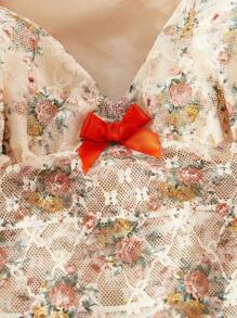 Set de lenjerie de damă din dantelă florală Pastoral Romantic - Bej - Vizualizare 4