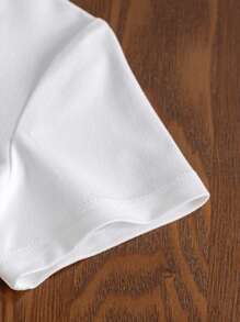 SHEIN Explorewe 5pcs/Set Young Boys Funny Face Print Crew Neck Short Sleeve T-Shirts, 3pcs Black & 2pcs White, School, Campus, College