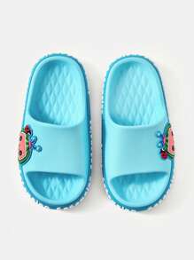 CoComelon X SHEIN Papuci albaștri pentru copii, cu desene animate, cu pepene verde, material EVA ușor și confortabil, anti-alunecare, potriviti pentru copii mici, plajă, în aer liber, în interior, băieți și fete