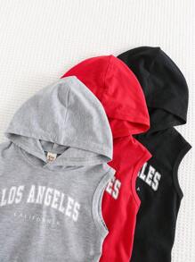 Cozy Pixies 6pcs Set Baby Boy Letter Print Soft Knit Sleeveless Crew Neck Pullover Top And Elastic Waist Shorts