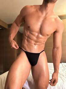 DrisQ Men's Sexy Thong Underwear, Solid Color, Minimalist And Fashionable - Black - View 7