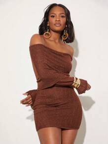 SHEIN Unity Off The Shoulder Bell Sleeve Summer Mini Party Dress Vacation Beach Tropical Trip Graduation Brunch Boho