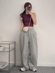 DAZY Women's Minimalist Basic Sports, Fashionable Suitable For Summer Tank Tops Crop Women Tops - Burgundy - View 2