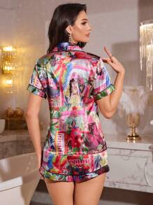 Women's Digital Printed Sateen Sleepwear Set