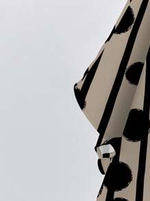 EMERY ROSE Plus Size Retro Country Polka Dot Pattern Placement Print Round Neck Loose Shirt, Summer Women's Wear Chic Blouses For Women - Khaki - View 4