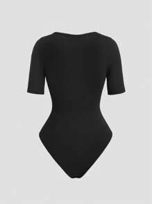 SHEIN Unity Body in tinta unita da donna con scollo a V e senza maniche, casual