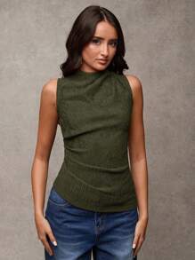 SHEIN BAE 女士褶皱纯色吊带背心，春夏度假海滩