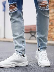 Manfinity Homme Men's Blue Jeans, Minimalist Fashion Suitable For Summer